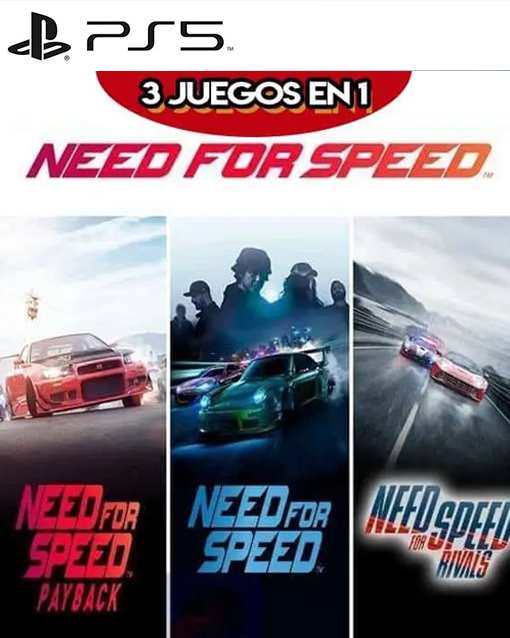 3 JUEGOS EN 1 NEED FOR SPEED PAYBACK MAS NEED FOR SPEED MAS NEED FOR SPEED RIVALS PS5 3 JUEGOS EN 1 NEED FOR SPEED PAYBACK MAS NEED FOR SPEED MAS NEED FOR SPEED RIVALS PS5